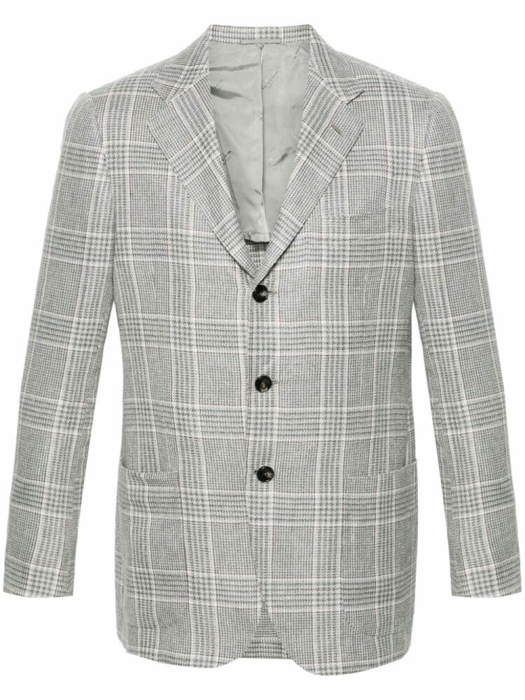 Kiton checked single-breasted blazer - Grey Cover