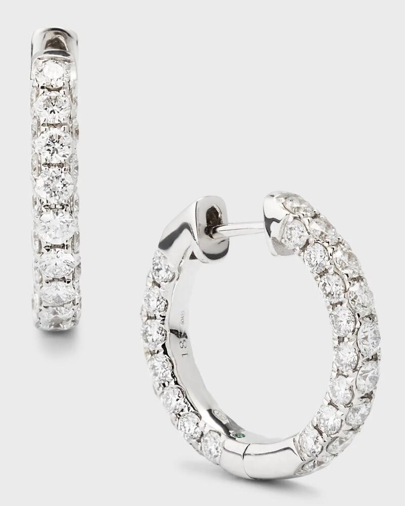 Graziela Gems 18k White Gold 3-Side Diamond Hoop Earrings Cover