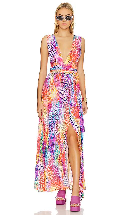 Luli Fama Dancing Queen Convertible Maxi Dress in Fuchsia, Blue Cover