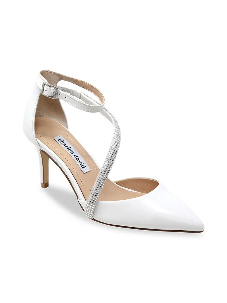 Charles David Women's Adorn Point-Toe Leather Pumps - White Cover