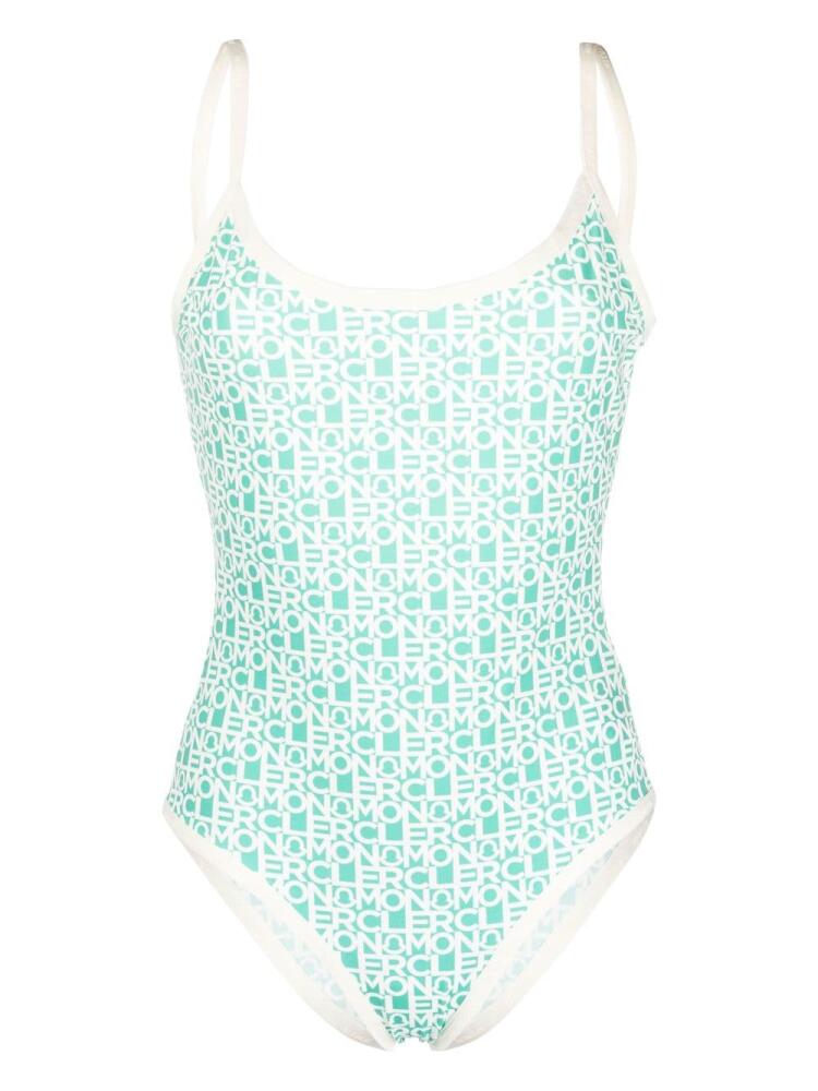 Moncler all-over logo-print swimsuit - Green Cover