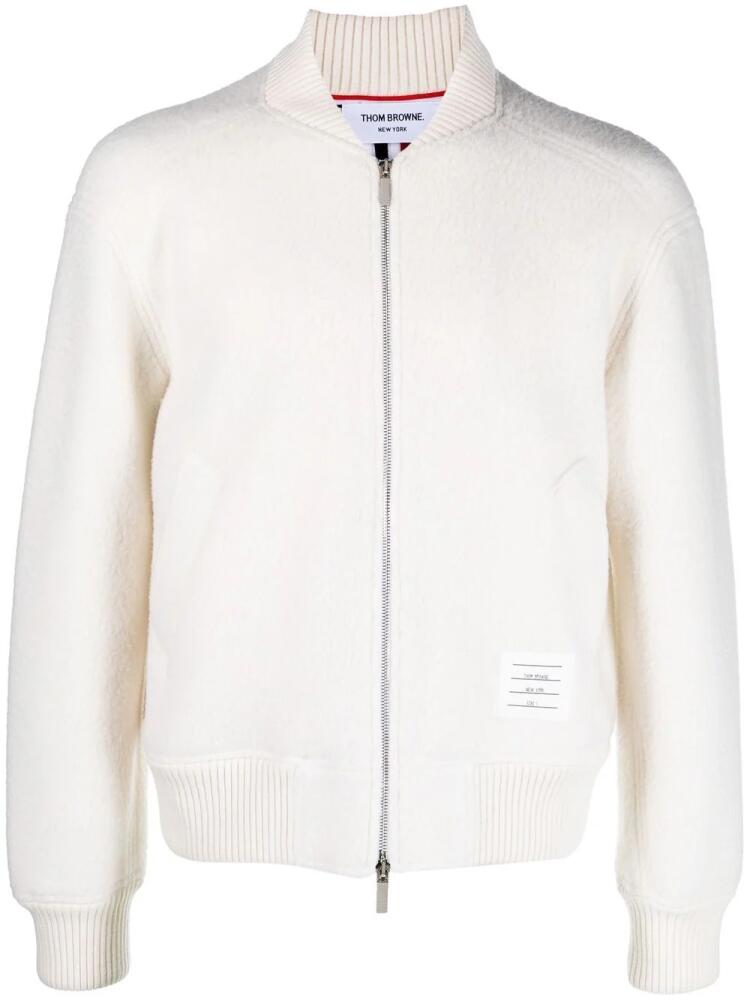 Thom Browne rear-stripe bomber jacket - Neutrals Cover