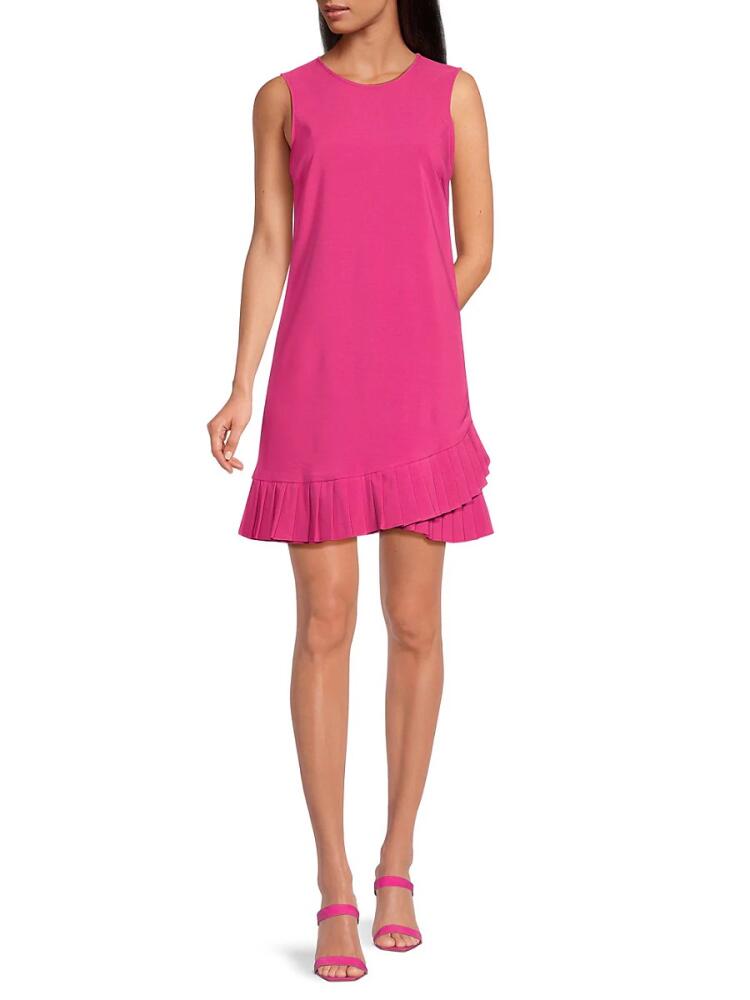 Love Ady Women's Pleated Shift Mini Dress - Peony Pink Cover