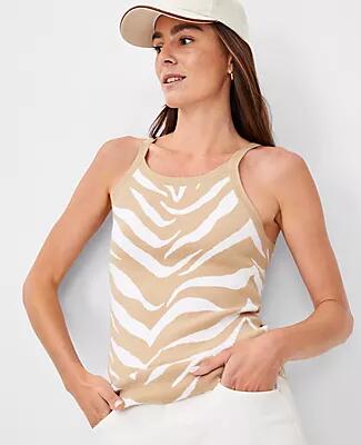 Ann Taylor Weekend Zebra Jacquard Sweater Tank Top Cover