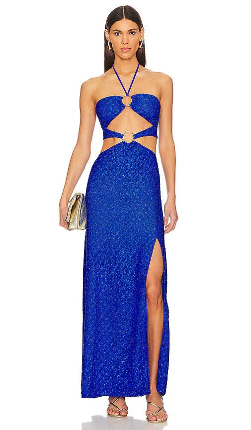 Luli Fama Brilla Double Loop Long Dress in Blue Cover