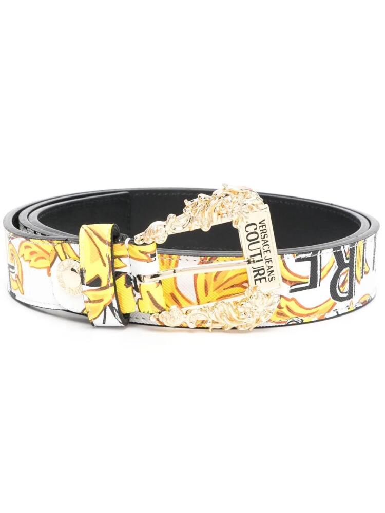 Versace Jeans Couture logo-print leather belt - White Cover