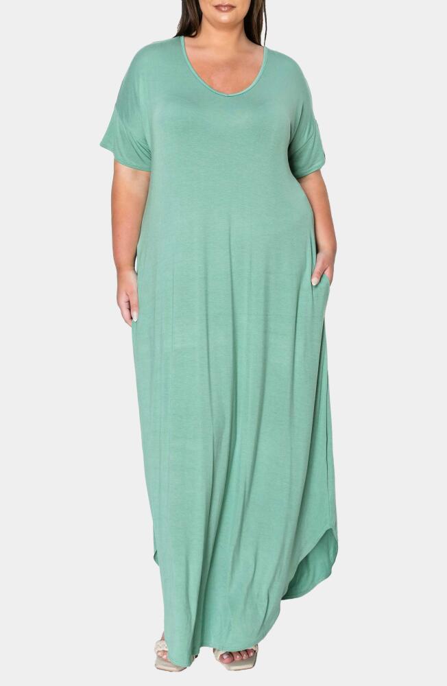 L I V D Short Sleeve Jersey Maxi Dress in Sage Bright Cover