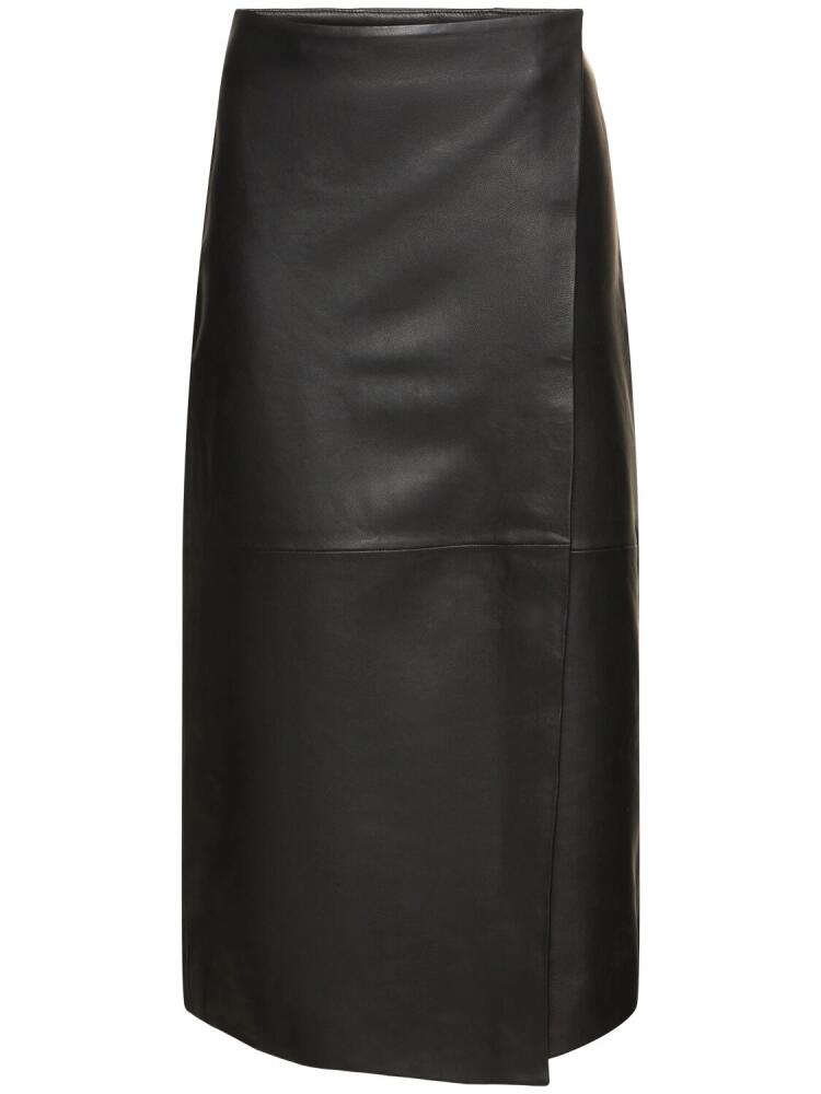 THE FRANKIE SHOP Hedi Leather Midi Wrap Skirt Cover