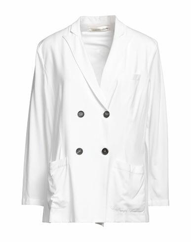 Lamberto Losani Woman Blazer White Cotton, Elastane, Silk Cover