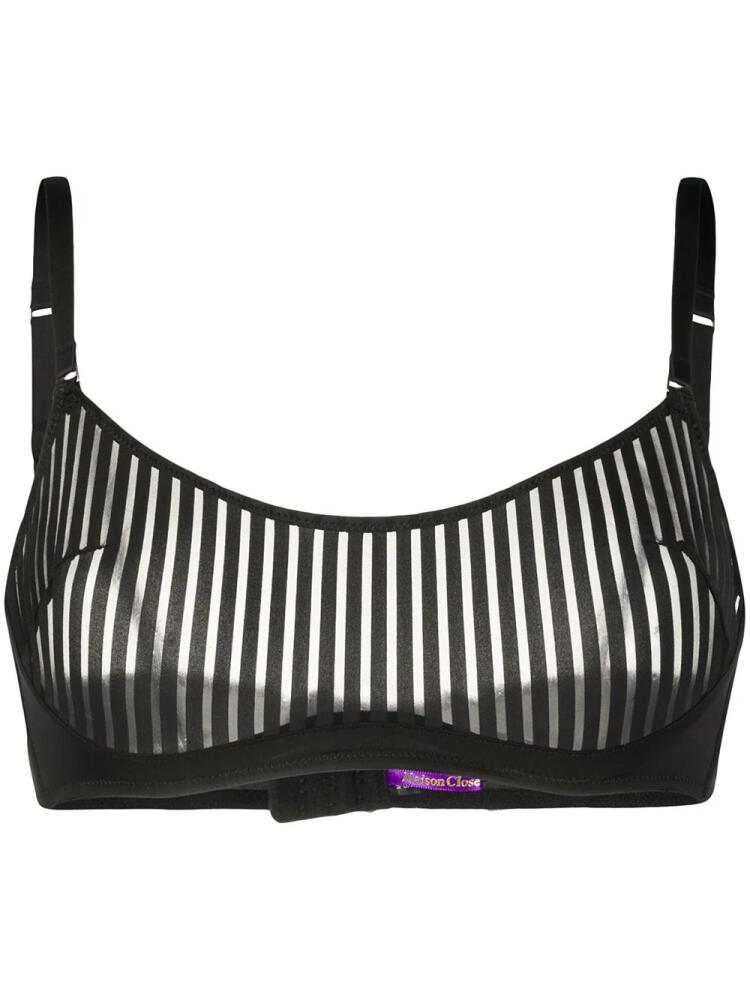 Maison Close striped underwired bra - Black Cover