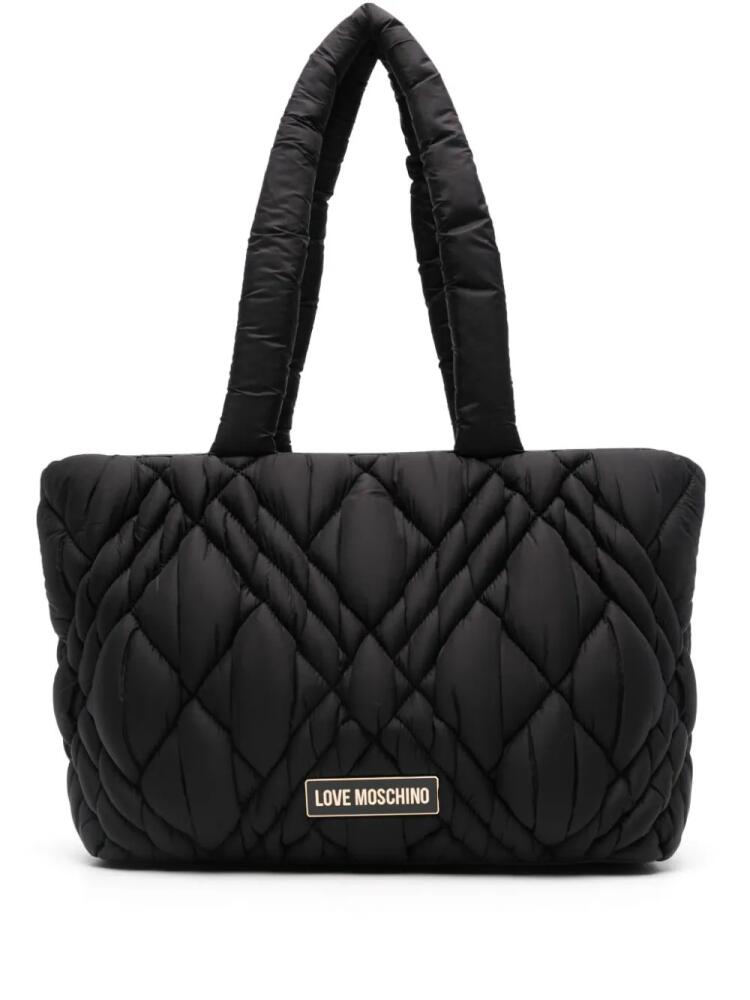 Love Moschino logo-plaque tote bag - Black Cover