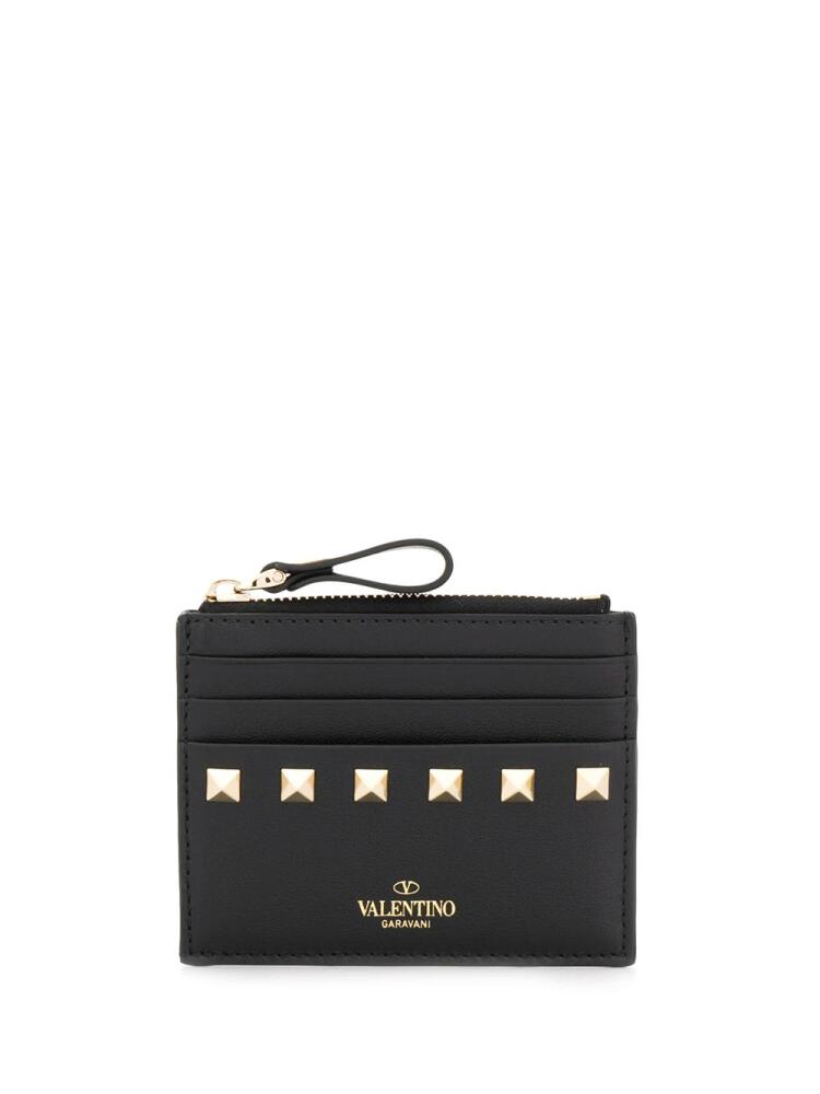 Valentino Garavani Rockstud zipped leather cardholder - Black Cover