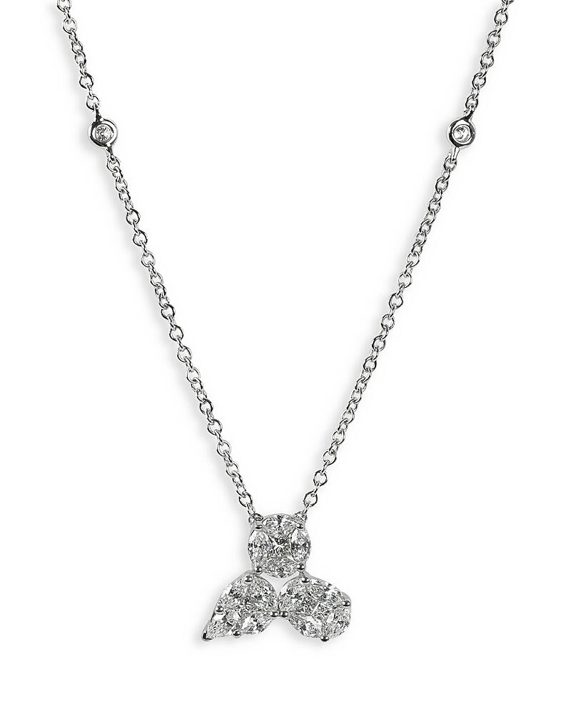 Zydo 18K White Gold Mosaic Diamond Trio Cluster Pendant Necklace, 16 Cover