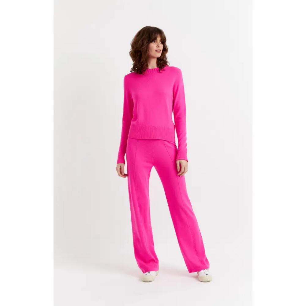 Chinti & Parker Wool & Cashmere Wide Leg Track Pant in Hot Pink Cover