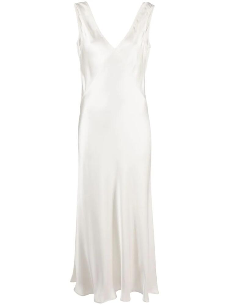 Asceno Bordeaux silk slip dress - White Cover