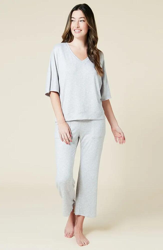 Softies Dream Jersey Relaxed V-Neck with Capri Lounge Set in Heather Grey Cover