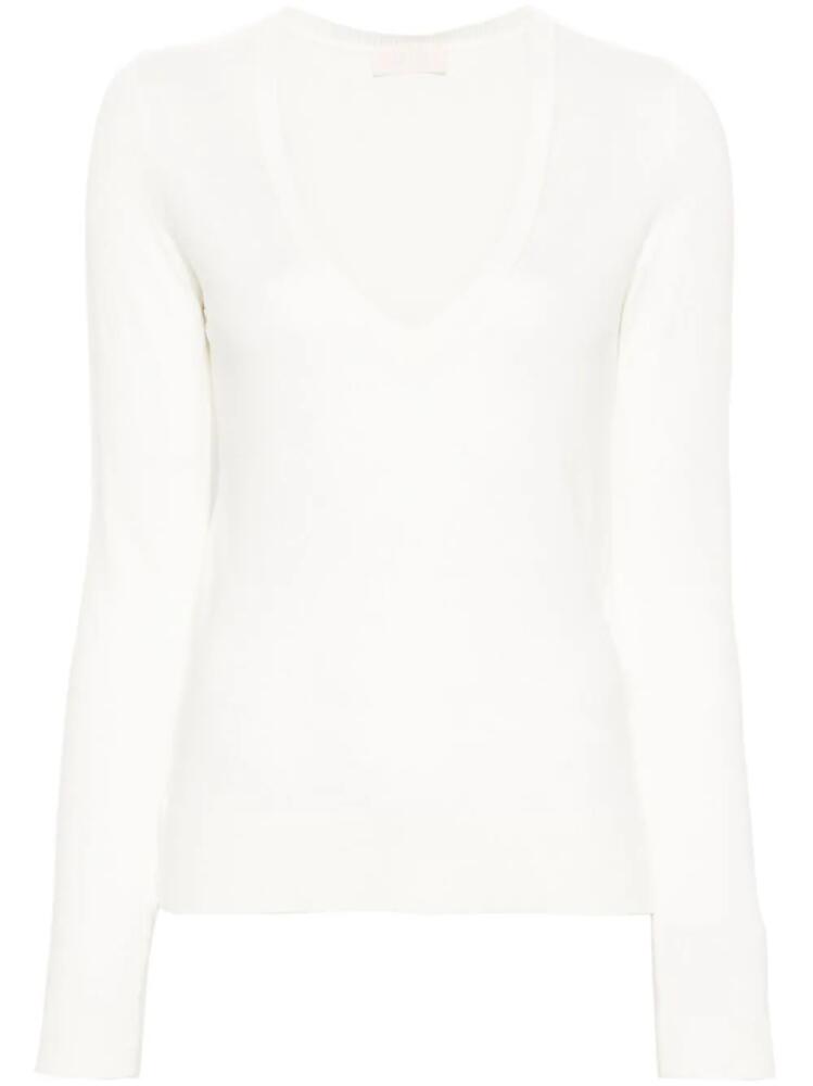 LIU JO V-neck cut out-detail jumper - White Cover