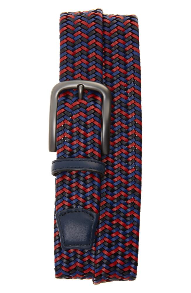 Torino Braided Leather Belt in Navy/Red/Blue Cover