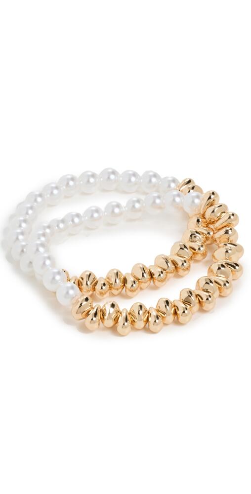 Argento Vivo Pearl and Gold Nugget Bracelet Set Gold Cover