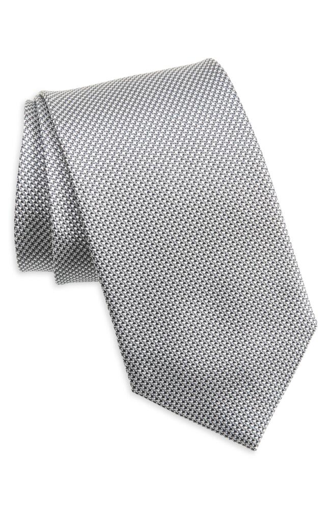 David Donahue Neat Silk Tie in Gray/White Cover