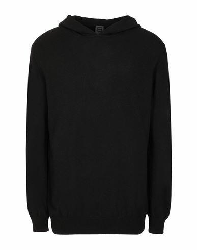 8 By Yoox Wool Blend Plain Knit Relaxed Fit Hoodie Man Sweater Black Recycled polyamide, Lyocell, Recycled wool, Recycled cashmere Cover