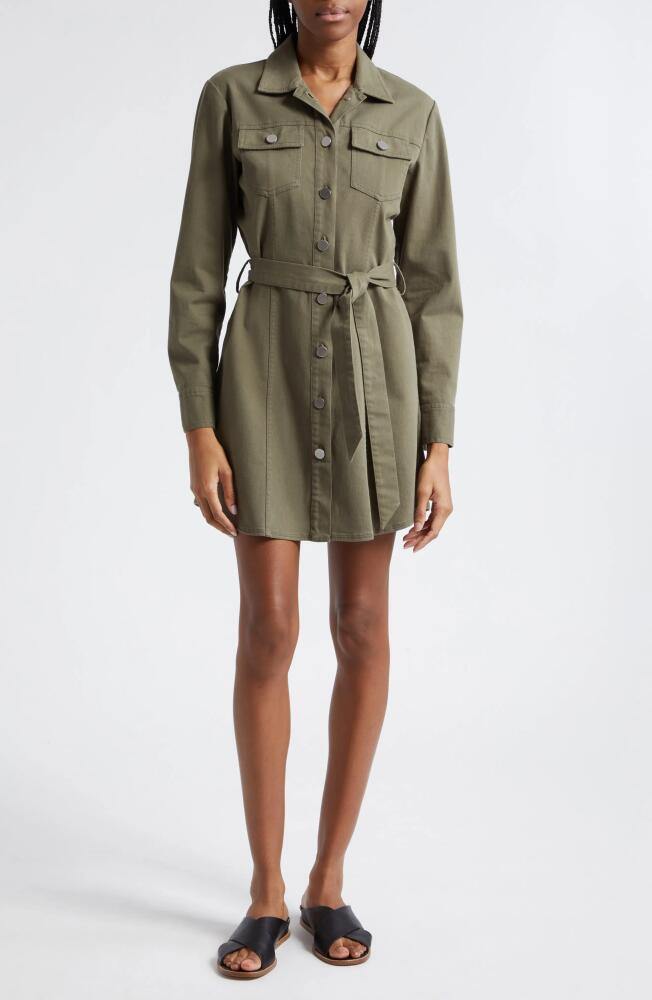 ATM Anthony Thomas Melillo Long Sleeve Stretch Cotton Twill Shirtdress in Army Cover