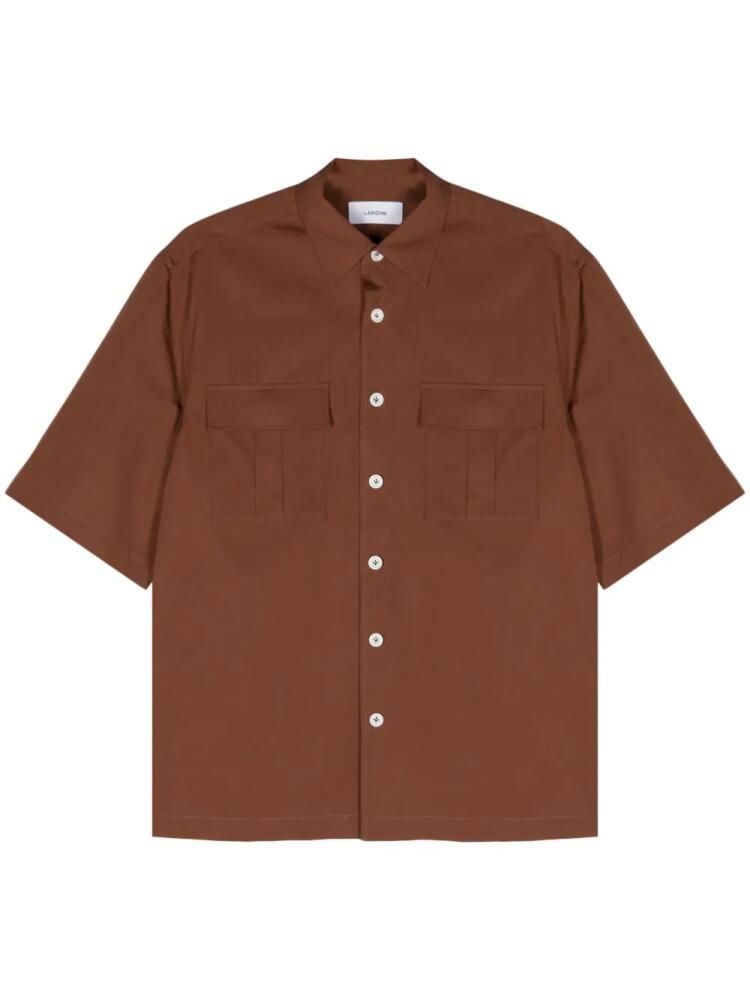 Lardini Cuban-collar cotton shirt - Brown Cover