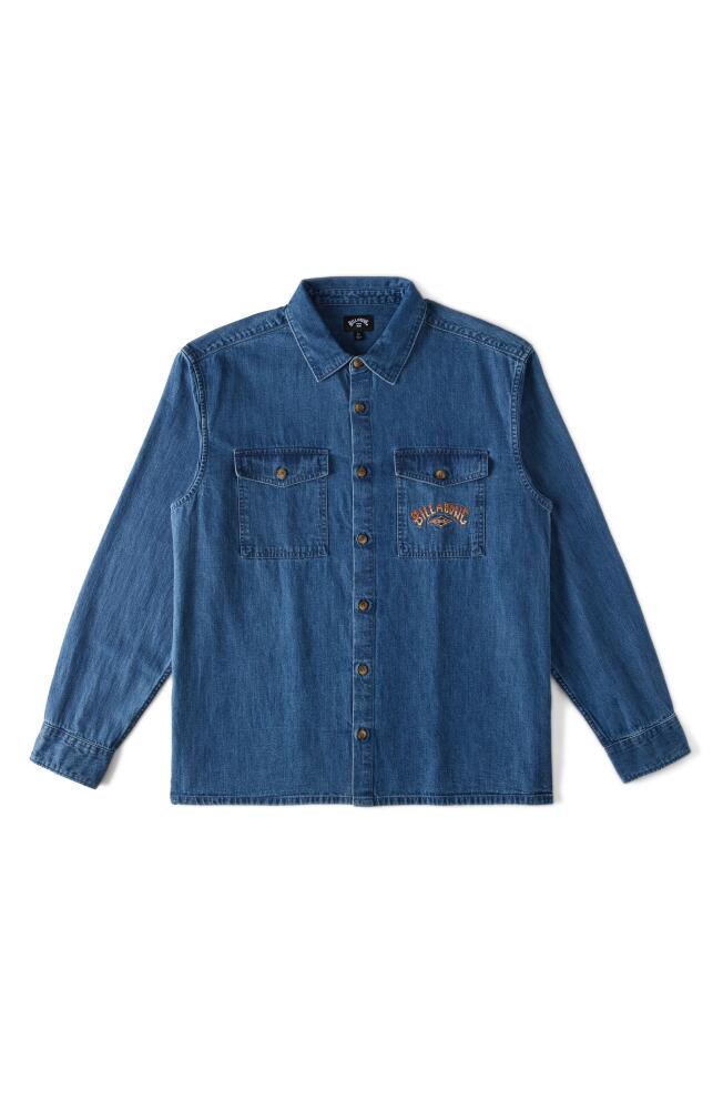 Billabong Bong Days Regular Fit Cotton Denim Button-Up Shirt in Denim Blue Cover