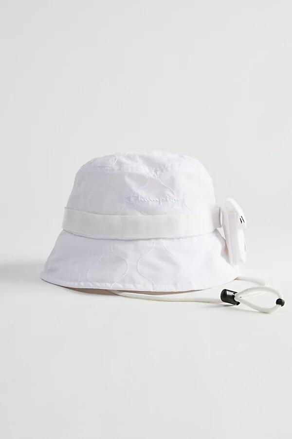 Champion UO Exclusive Taslan Quilted Bucket Hat in White Cover