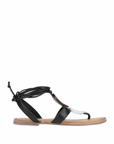 Gioseppo Woman Thong sandal Black Soft Leather Cover