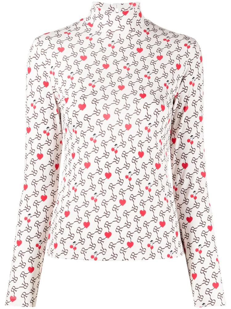 Rokh monogram heart print top - White Cover