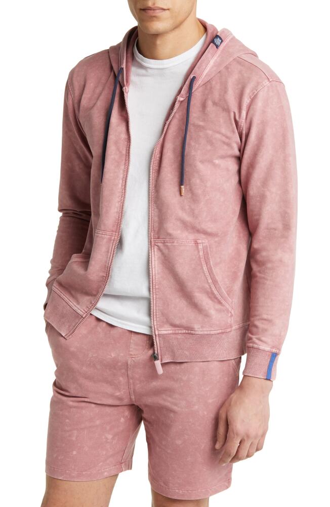 Stone Rose Acid Wash Zip Front Fleece Hoodie in Dusty Rose Cover