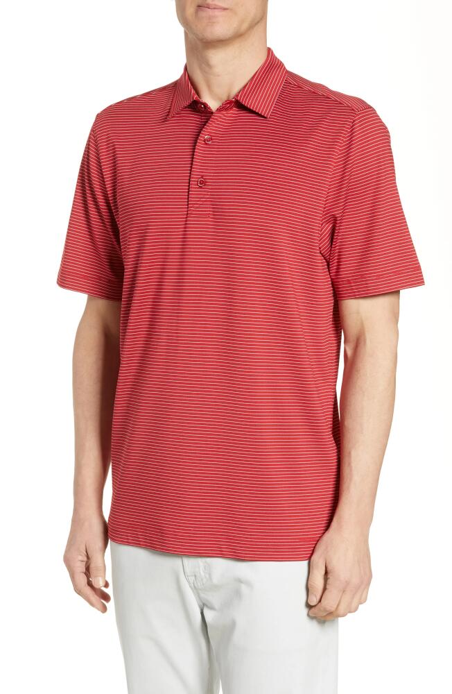 Cutter & Buck Forge DryTec Pencil Stripe Performance Polo in Cardinal Red Cover