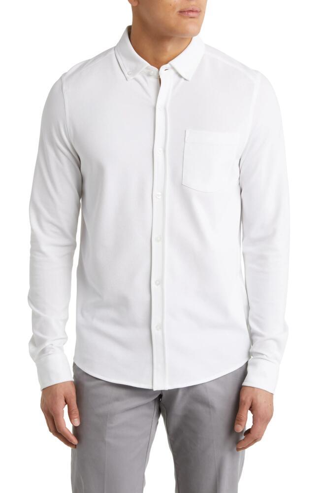 Cutter & Buck Reach Button-Down Piqué Knit Shirt in White Cover