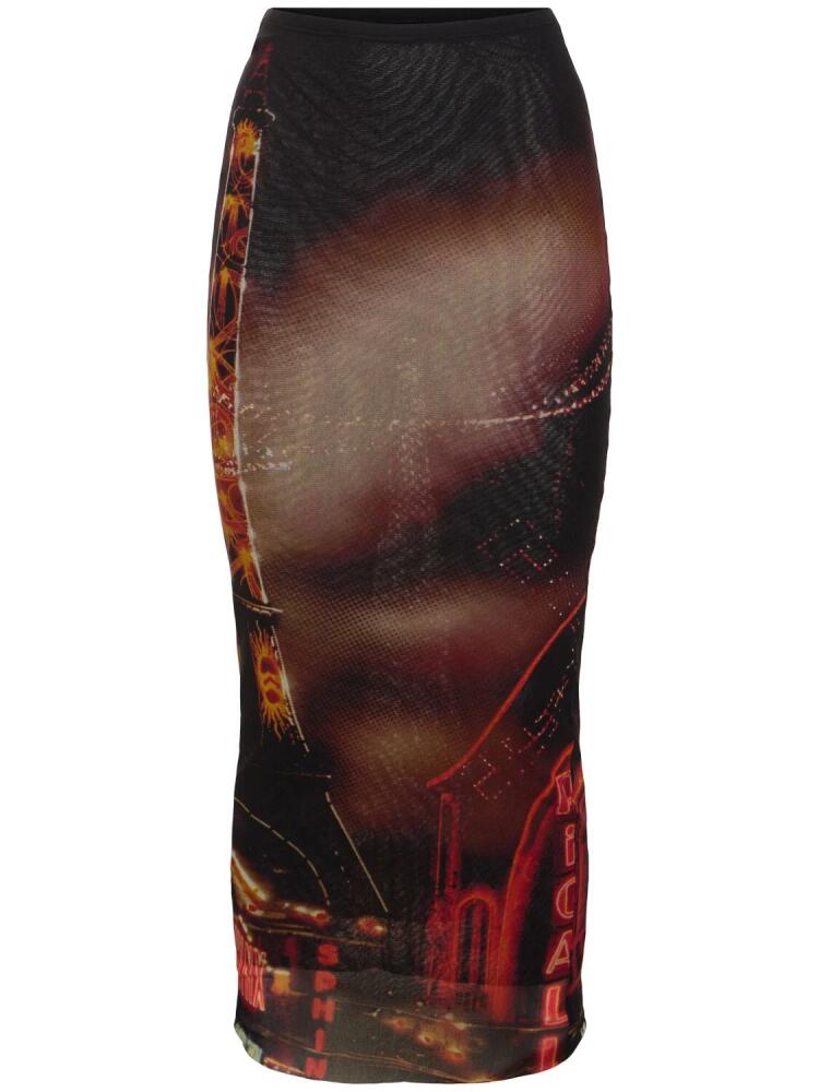 JEAN PAUL GAULTIER Pigalle Printed Mesh Long Skirt Cover