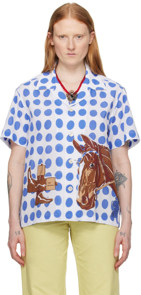 Bode White & Blue Jockey Shirt Cover