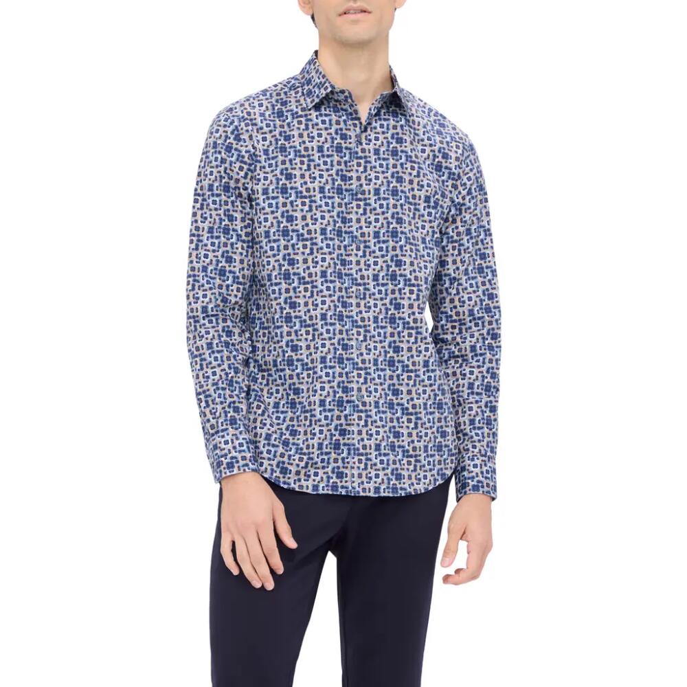 Bugatchi Julian Shaped Fit Geo Print Stretch Button-Up Shirt in Air Blue Cover