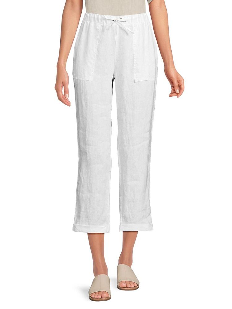 Saks Fifth Avenue Women's 100% Linen Drawstring Pants - White Cover