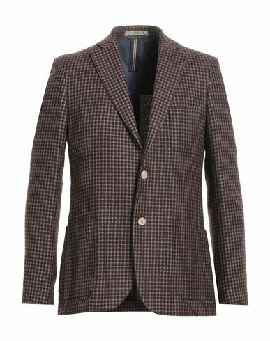 Cc Collection Corneliani Man Blazer Dark brown Virgin Wool, Linen Cover