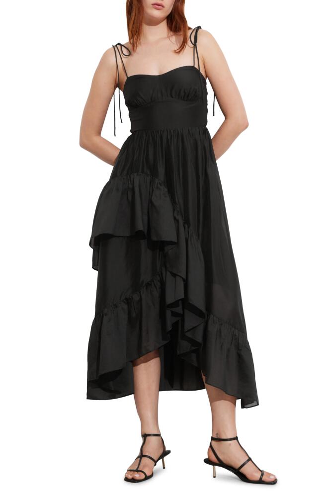 & Other Stories Tiered High-Low Midi Dress in Black Dark Cover