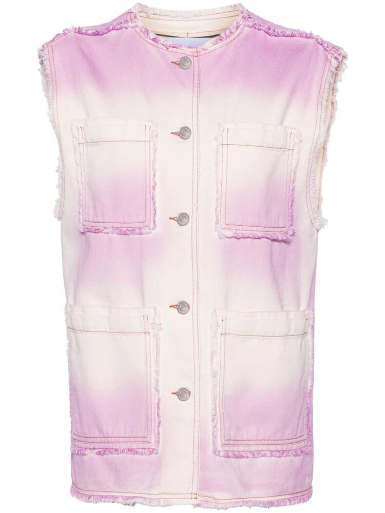 MSGM spray paint-print cotton gilet - Pink Cover