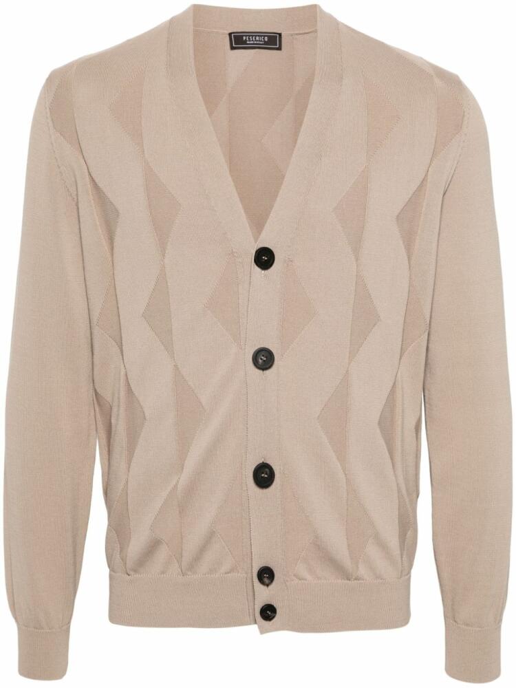 Peserico chevron-pattern knitted cardigan - Neutrals Cover