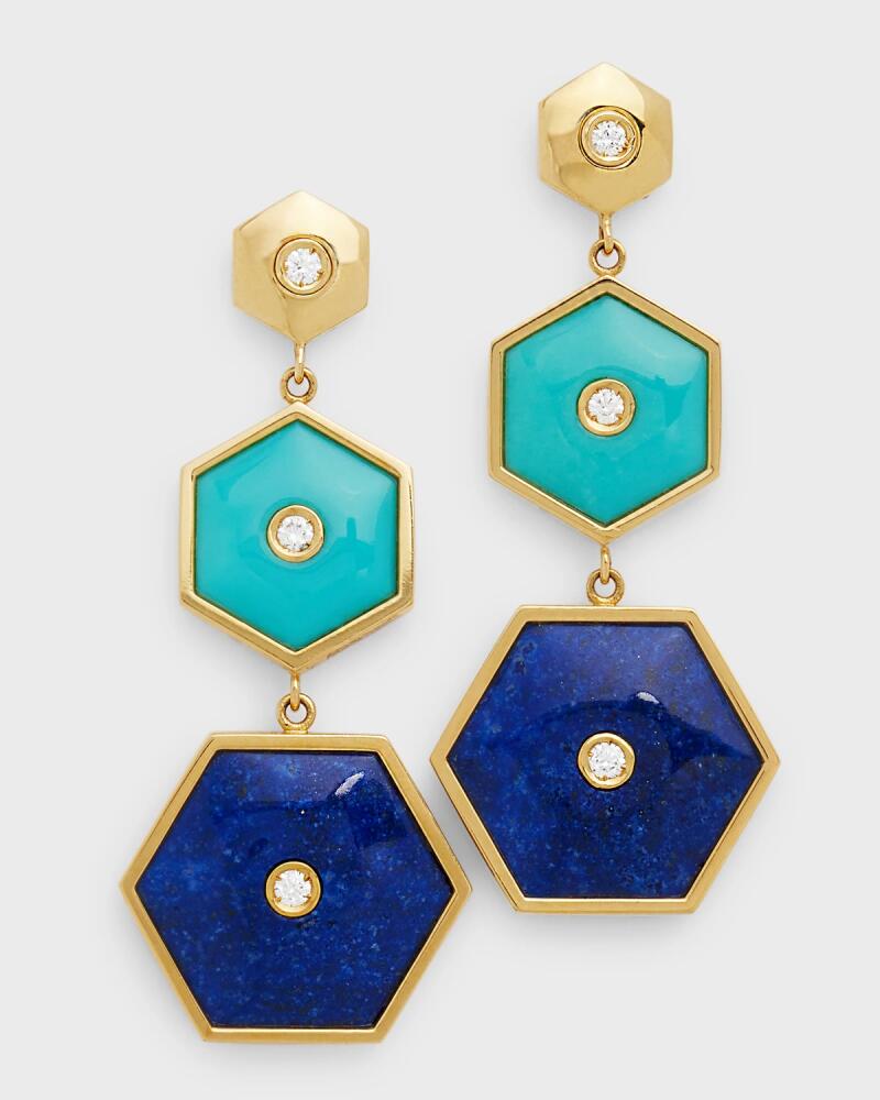 Miseno 18K Sommersa Turquoise Diamond Lapis Drop Earrings Cover