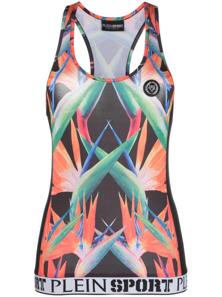 Plein Sport floral-print racerback tank top - Black Cover