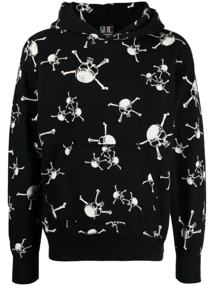 SAINT MXXXXXX skull-print cotton hoodie - Black Cover