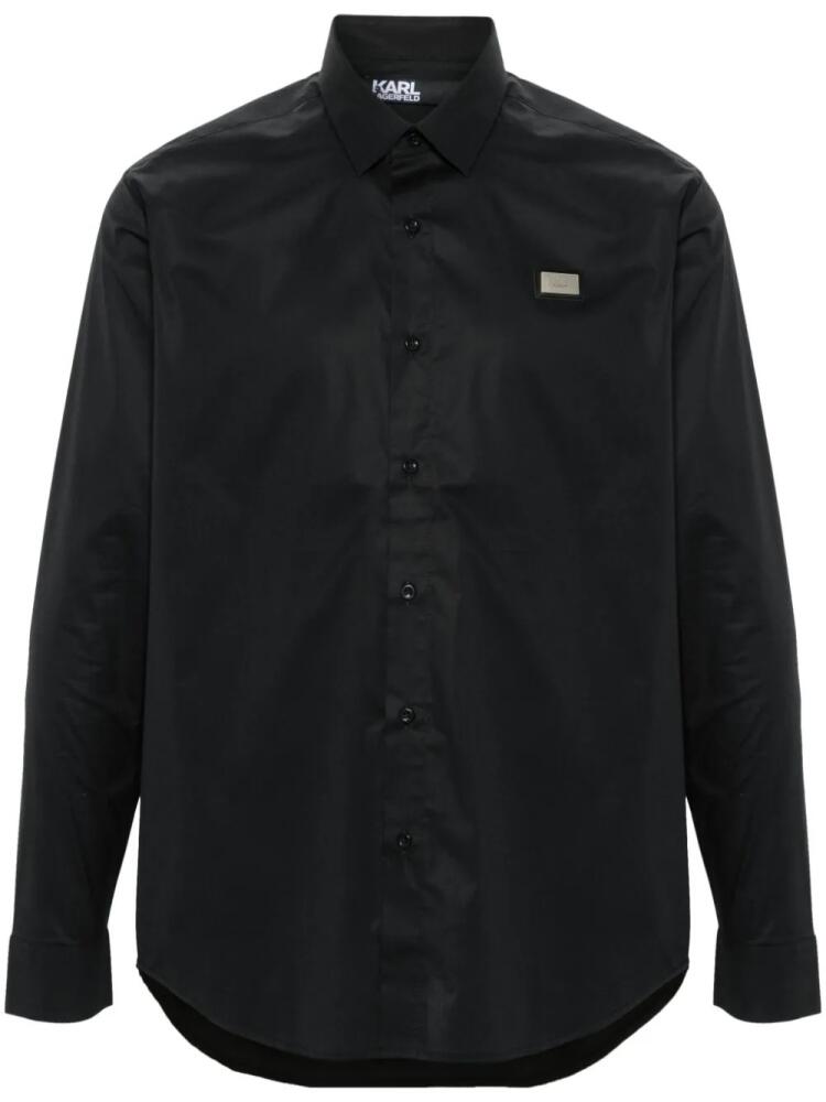 Karl Lagerfeld logo-plaque poplin shirt - Black Cover