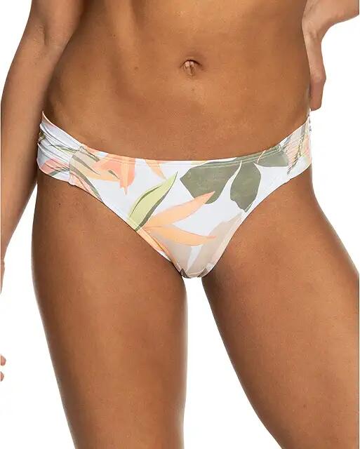 Roxy Beach Classics Moderate Bikini Bottoms (Bright White Subtly Salty Flat) Women's Swimwear Cover