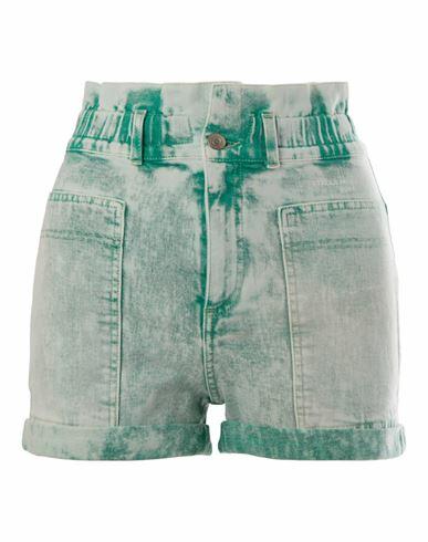 Stella Mccartney High-waisted Denim Shorts Woman Shorts & Bermuda Shorts Green Cotton, Elastane Cover