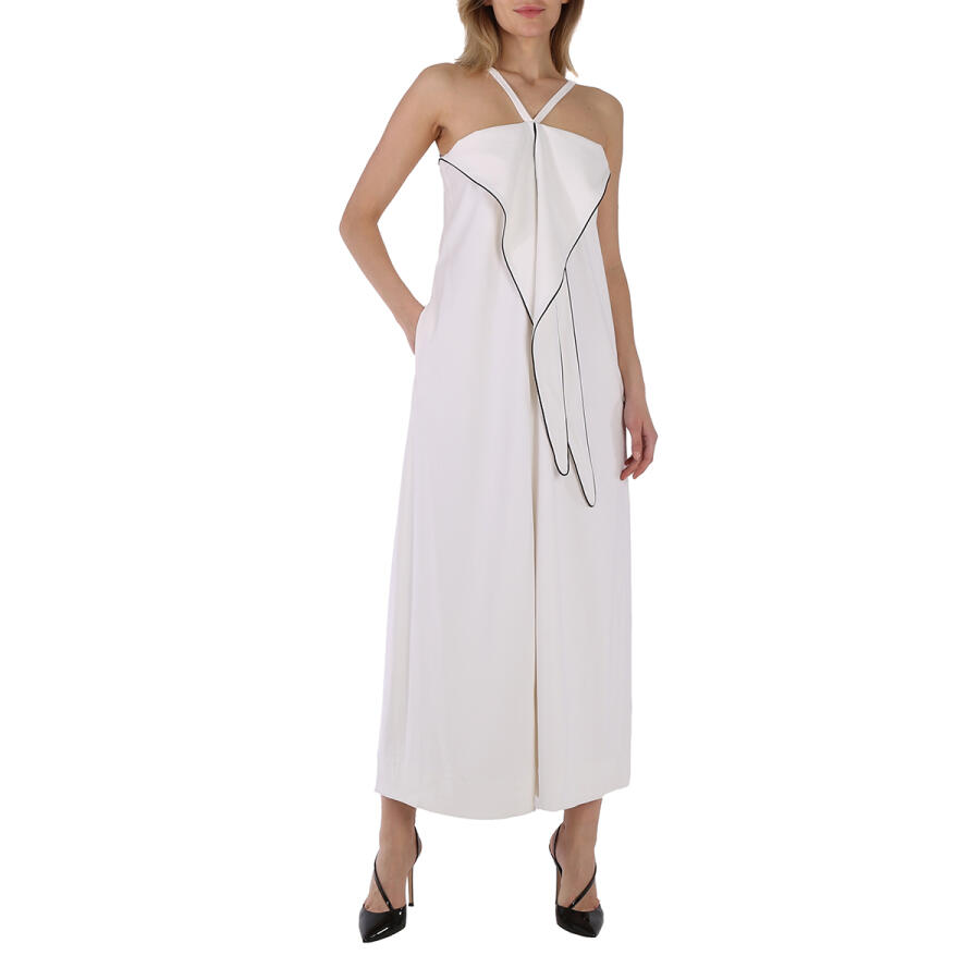 Burberry White Stretch Jersey Drape Detail Gown Cover