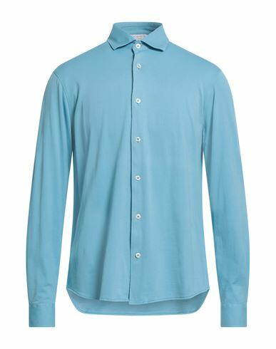 Filippo De Laurentiis Man Shirt Azure Cotton Cover